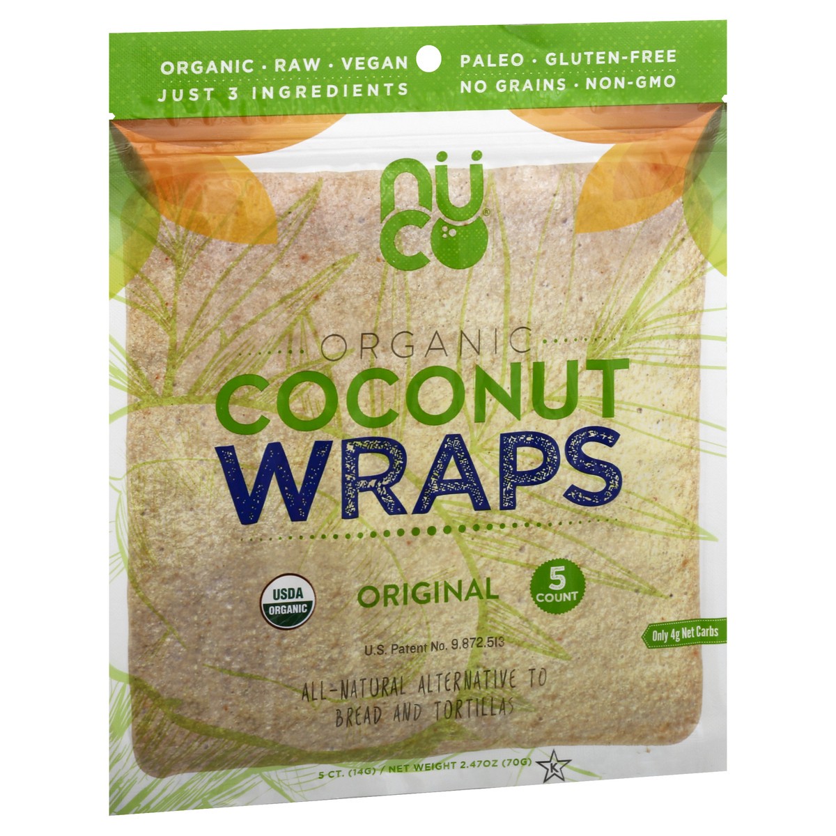 slide 4 of 13, NUCO Organic Cocnut Wraps, 2.47 oz