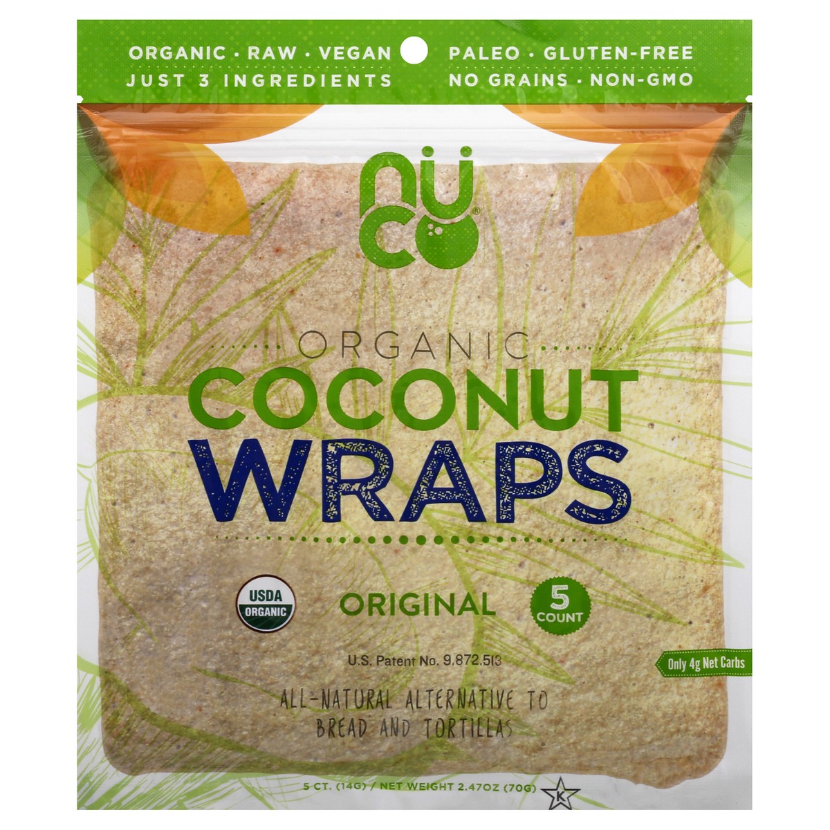 slide 9 of 13, NUCO Organic Cocnut Wraps, 2.47 oz