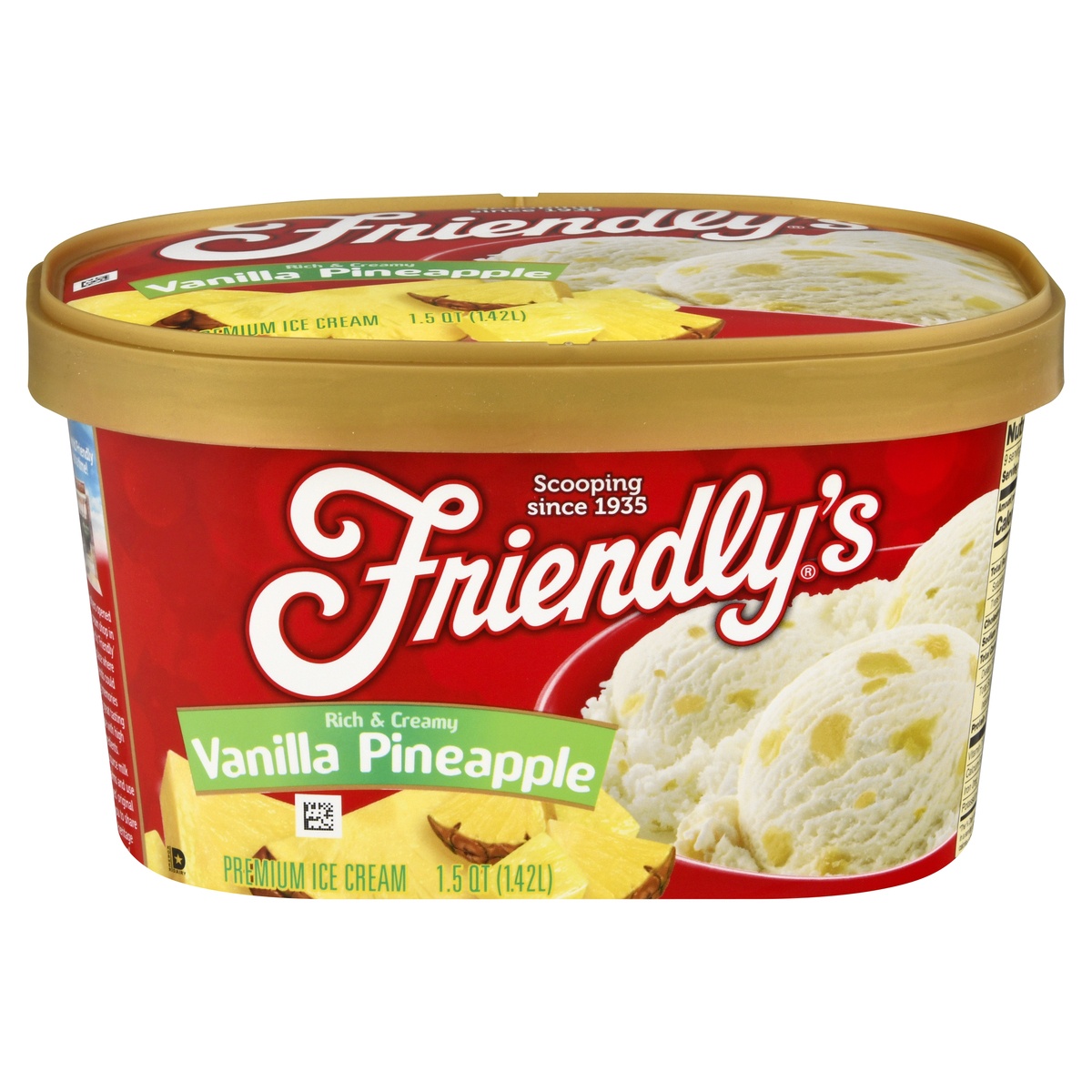 slide 1 of 1, Friendly's Vanilla Pineapple Ice Cream, 1.5 qt