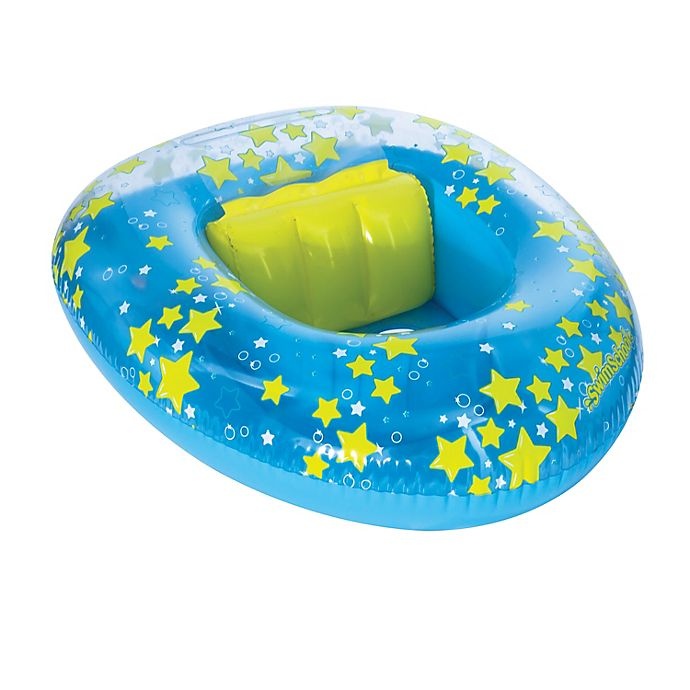 slide 1 of 4, SwimSchool Stars BabyBoat with Backrest - Blue/Yellow, 1 ct