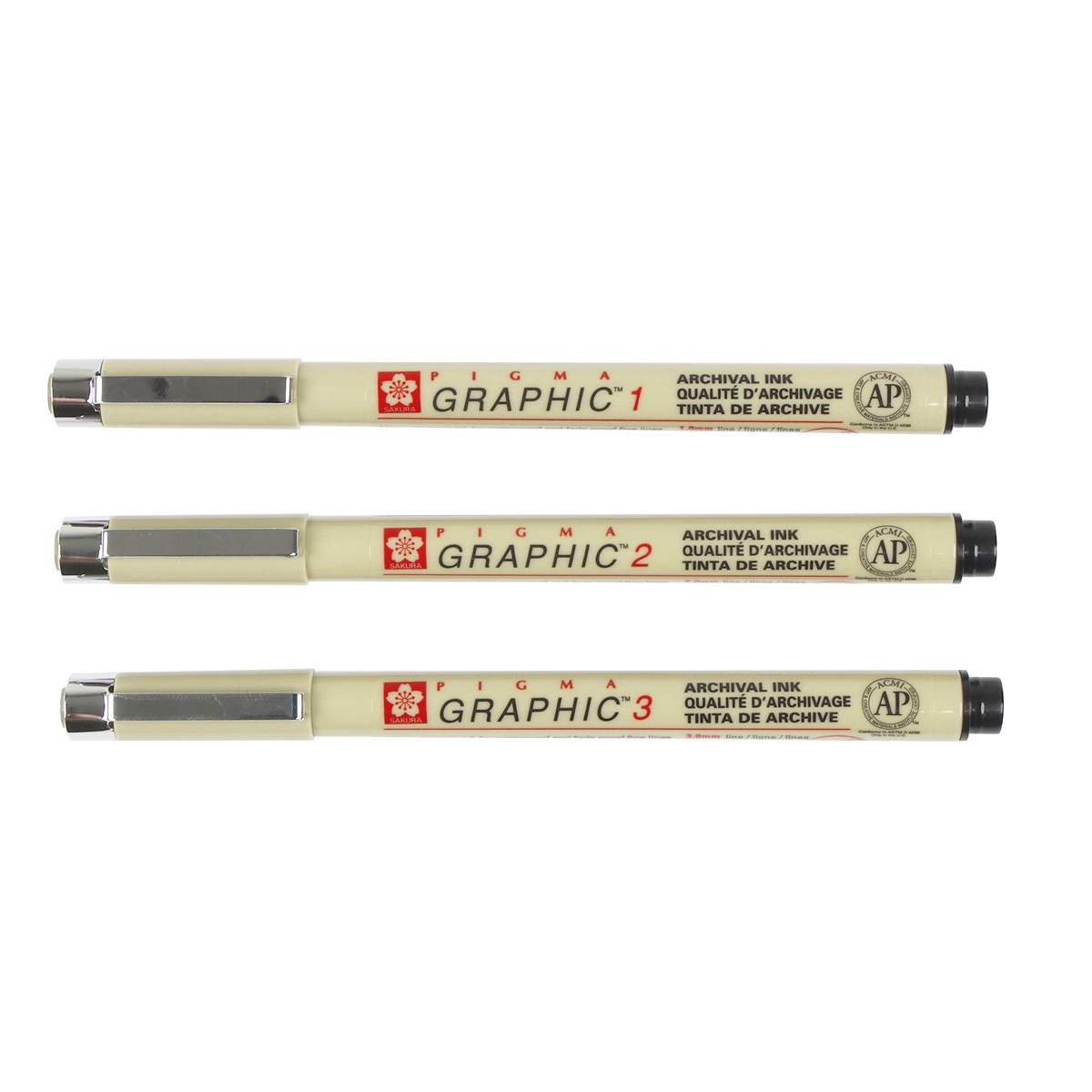 slide 3 of 5, Sakura Pigma Graphic Black 3 Pen Set, 3 ct