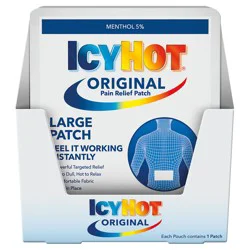 Icy Hot Original Pain Relief Patch, Large Size Comfortable Fabric Patches With Menthol 5%, Ice and Heat Contrast Therapy for Backaches, Joints, Muscle Strains and Arthritis, 12 ct