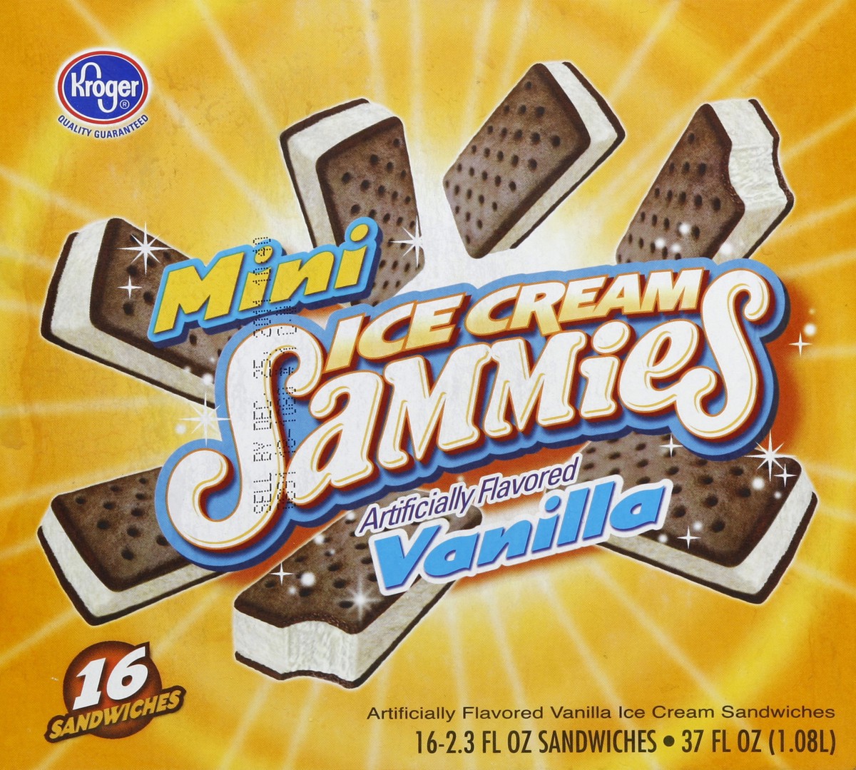 slide 6 of 6, Kroger Mini Vanilla Ice Cream Snowboard Sandwiches, 36.8 oz