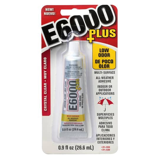 slide 1 of 4, E6000 Plus Crystal Clear All-Weather Adhesive, 0.9 fl oz