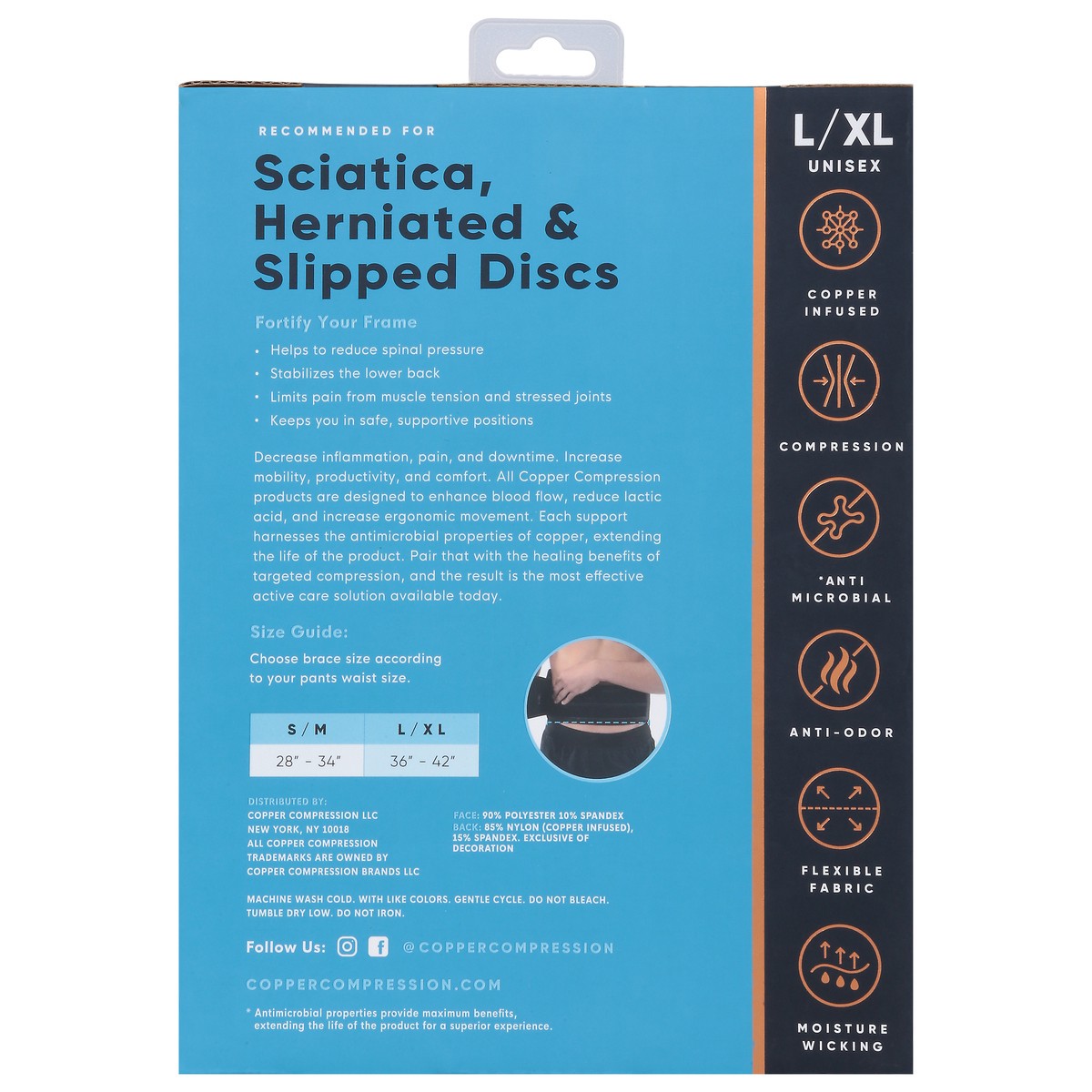 slide 2 of 11, Copper Compression Unisex Recovery Back L/XL 1 ea, 1 ct