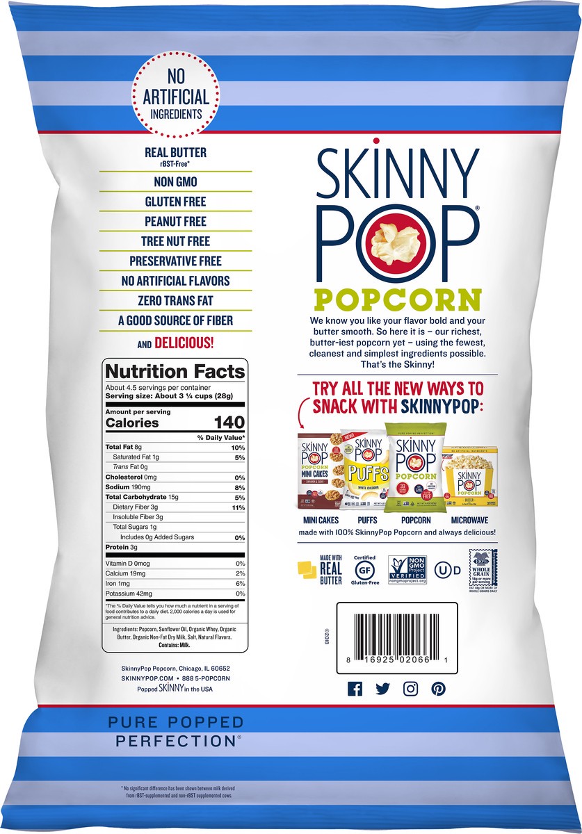 slide 5 of 6, SkinnyPop Butter Popcorn 4.4 oz, 4.4 oz