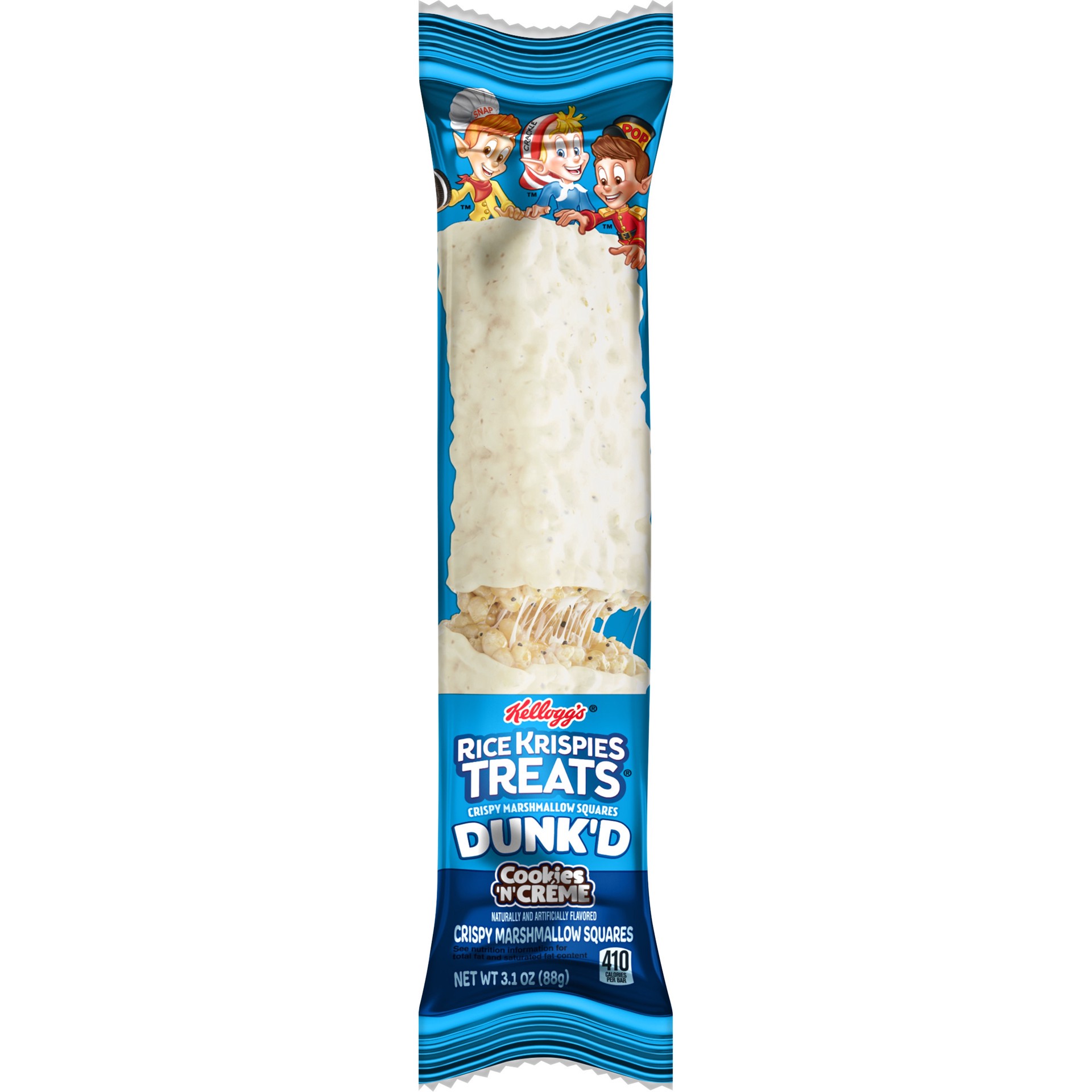 slide 1 of 11, Rice Krispies Treats Dunk'd Marshmallow Snack Bars, Kids Snacks, School Lunch, Cookies 'n' Creme, 3.1oz Bar, 1 Bar, 3.1 oz