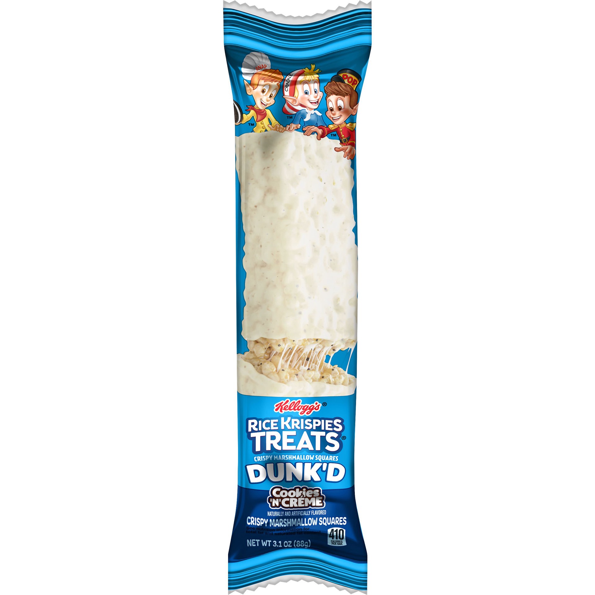 slide 1 of 11, Rice Krispies Treats Dunk'd Marshmallow Snack Bars, Kids Snacks, School Lunch, Cookies 'n' Creme, 3.1oz Bar, 1 Bar, 3.1 oz