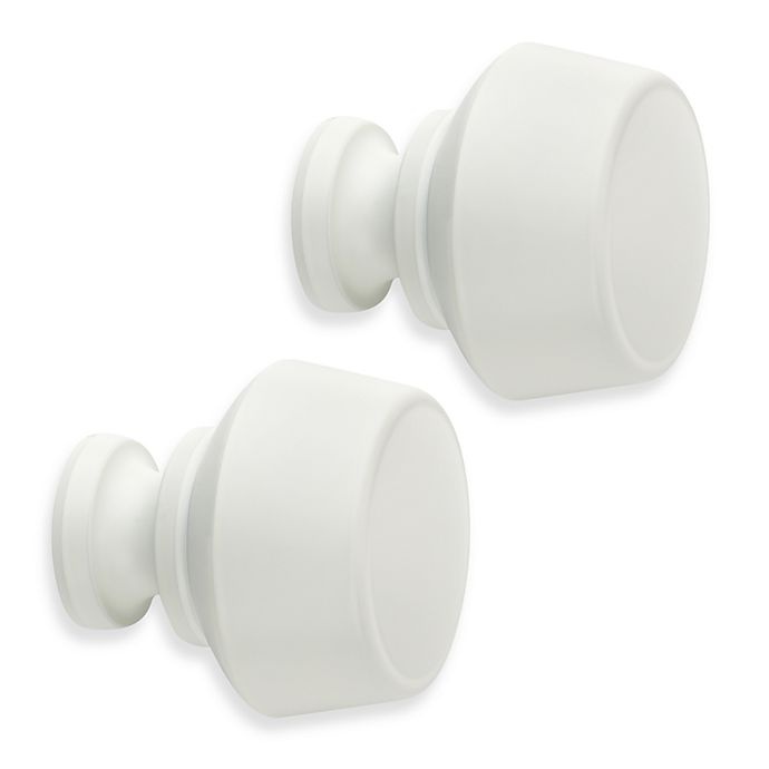 slide 1 of 1, Cambria Premier Complete Button Doorknob Finial - Satin White, 2 ct