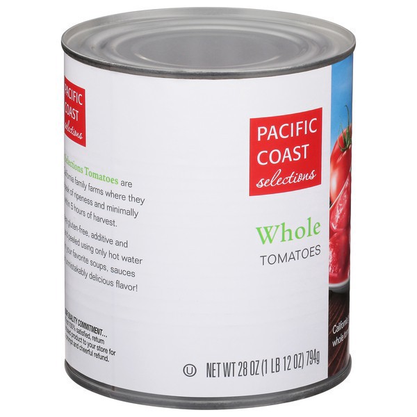slide 1 of 1, Pacific Coast Selections Whole Tomatoes 28 oz, 28 oz