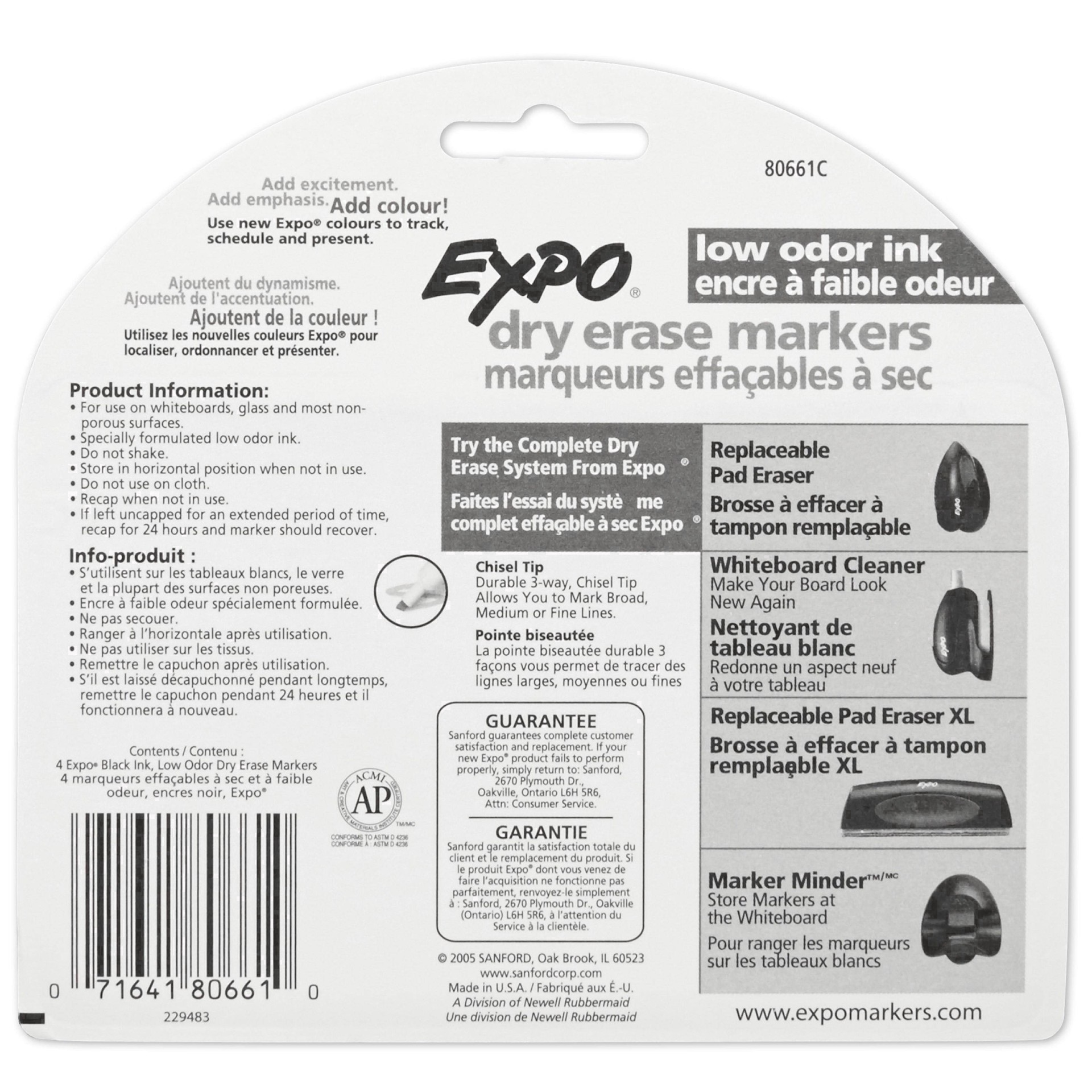 slide 70 of 112, Expo Low Odor Ink Dry Erase Markers - Black, 4 ct