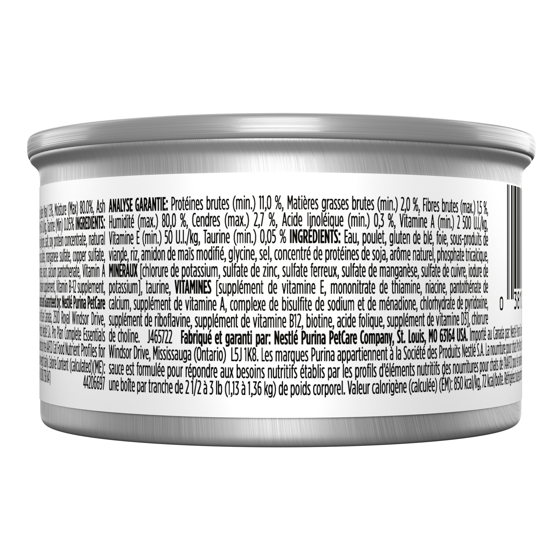 slide 2 of 2, Pro Plan Purina Pro Plan High Protein Cat Food Complete Essentials Wet Gravy, Chicken and Rice Entree, 3 oz