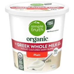 Simple Truth Organic Plain Whole Milk Greek Yogurt Tub