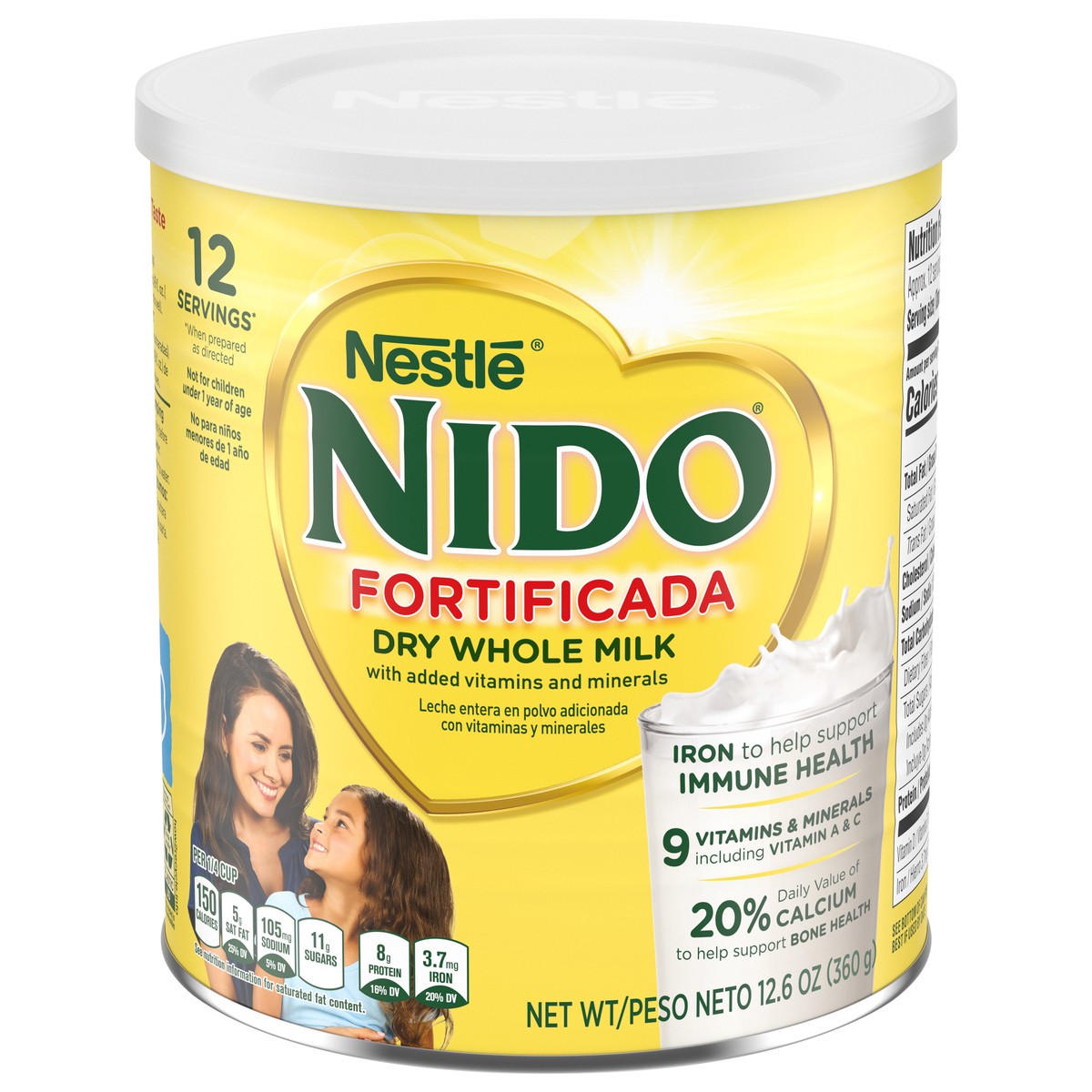 slide 1 of 1, NIDO Fortificada Powdered Drink Mix - Dry Whole Milk Powder with Vitamins and Minerals - 12.6 Oz Canister, 12.7 oz