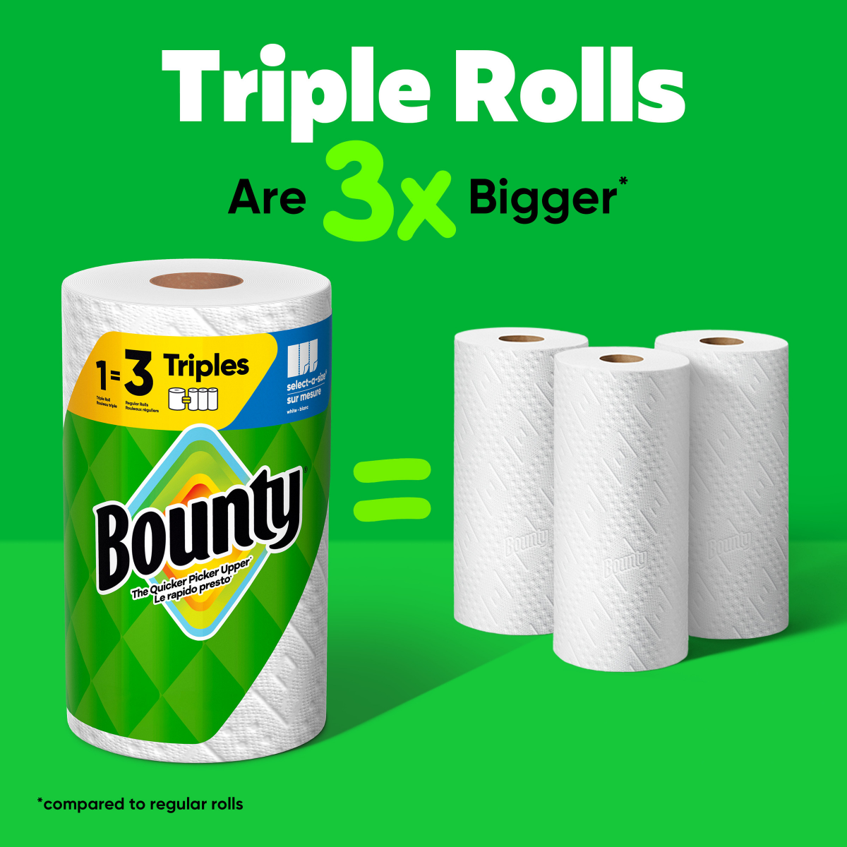 slide 9 of 29, Bounty Paper Towels Select-A-Size White, 2 Triple Rolls, 123 Sheets Per Roll, 2 ct
