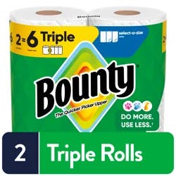 Bounty Paper Towels Select-A-Size White, 2 Triple Rolls, 123 Sheets Per Roll