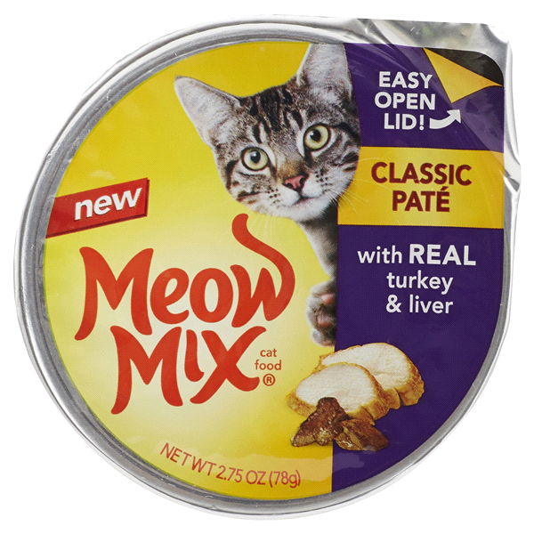 slide 1 of 1, Meow Mix Cat Food Classic Pate Real Turkey & Liver, 2.75 oz