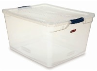 slide 1 of 1, Rubbermaid Clever Store Basic Latch Storage Bin With Lid - Clear, 30 qt