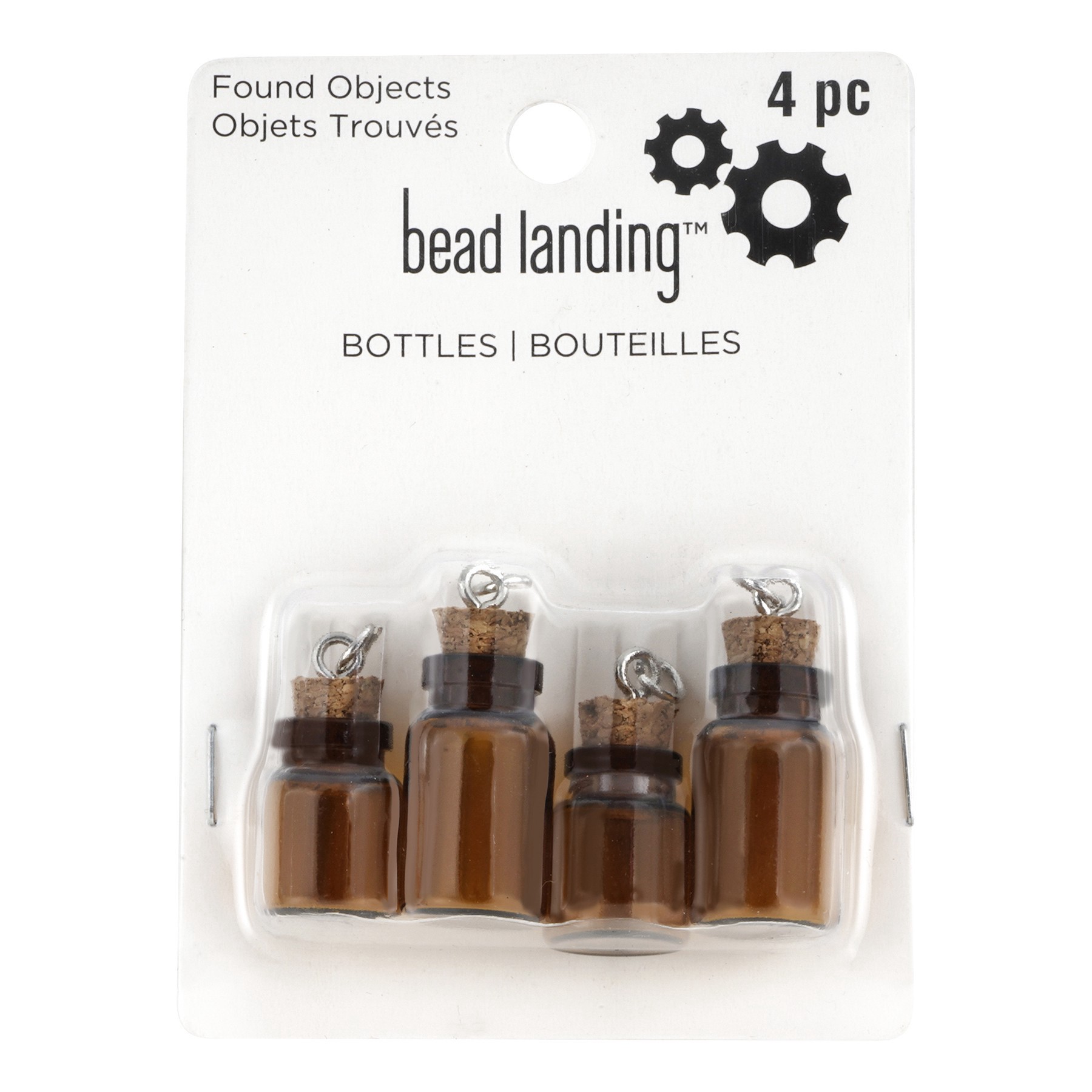 slide 3 of 3, Found Objects Brown Glass Bottles By Bead Landing, 13mm x 27mm