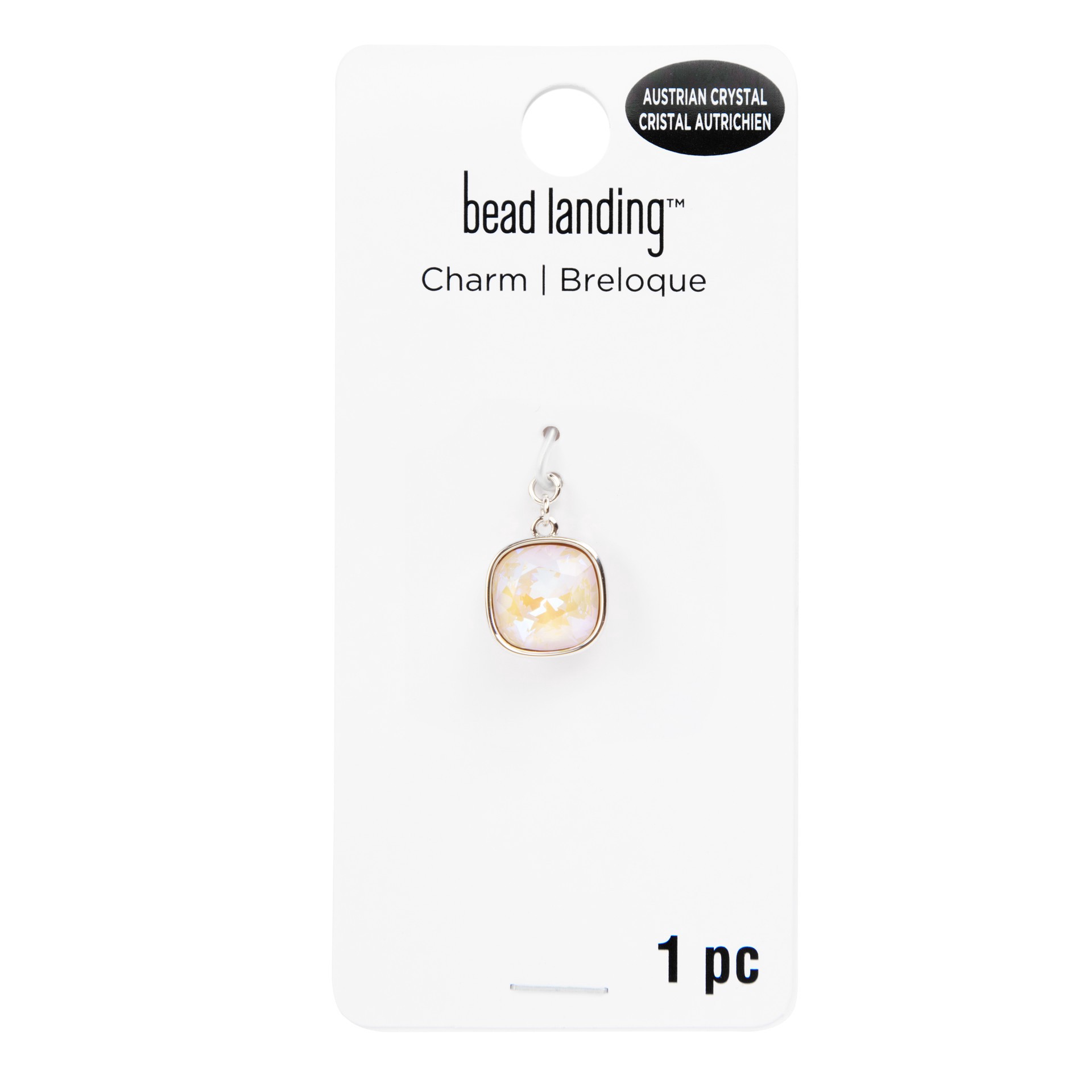 slide 3 of 4, Cream Austrian Crystal Cushion Cut Charm By Bead Landing, 11mm x 10mm