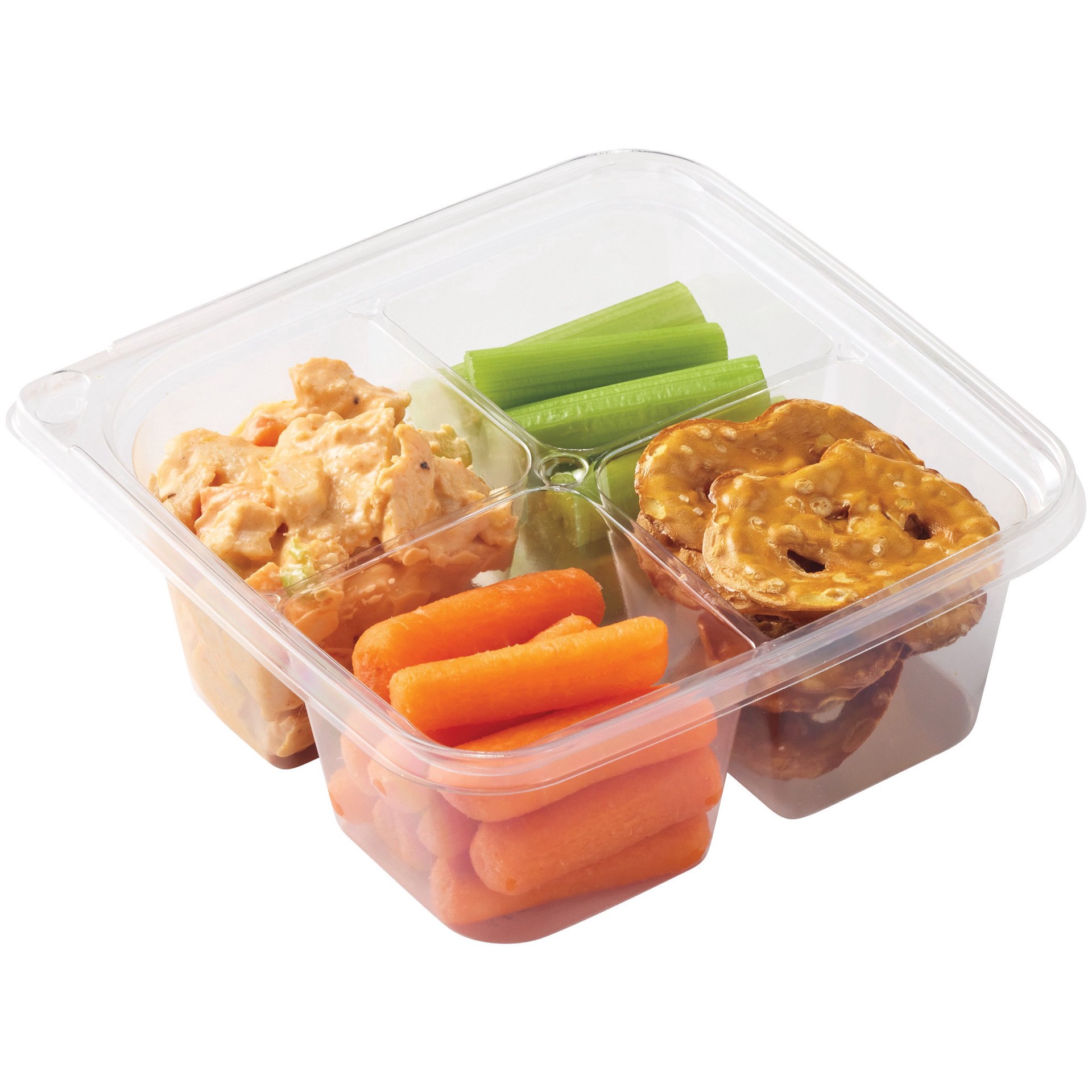 slide 1 of 1, Meal Simple by H-E-B Snack Tray - Buffalo Chicken Salad, Celery, Carrots & Pretzels, 1 ct
