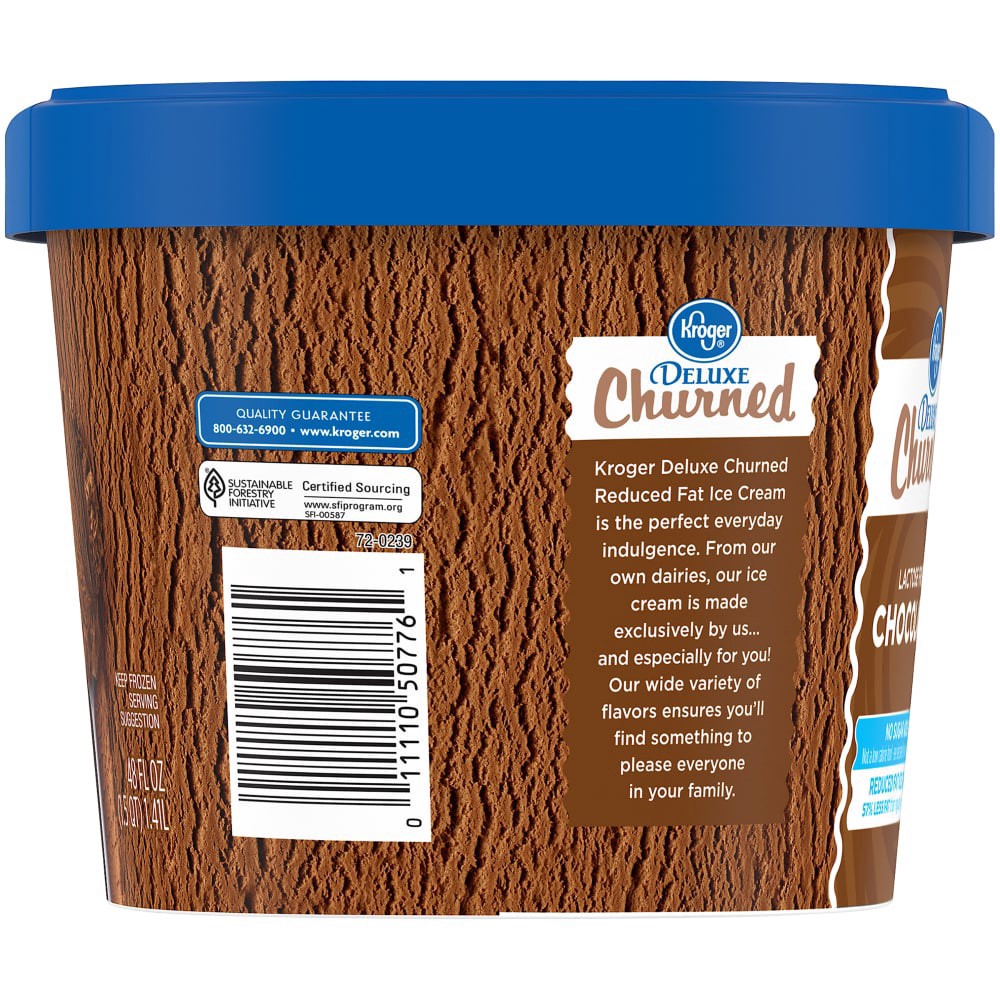 slide 1 of 3, Kroger Lactose Free / No Sugar Added Deluxe Churned Chocolate Ice Cream, 48 fl oz