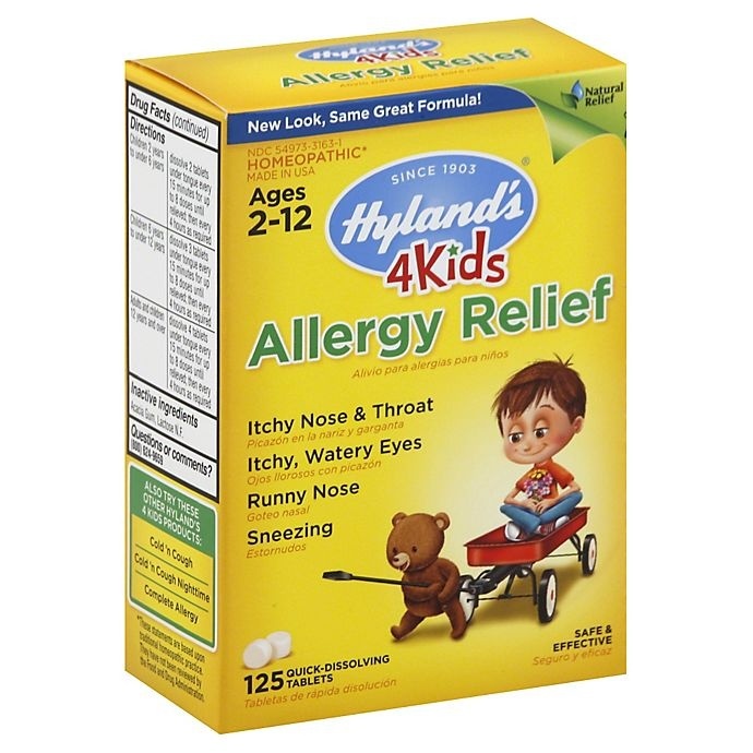 slide 1 of 1, Hyland's 4Kids Allergy Relief Tablets, 125 ct