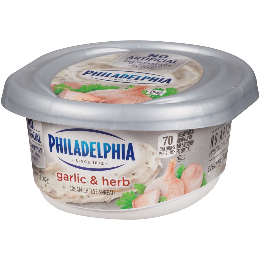 slide 3 of 8, Philadelphia Garlic And Herb Cream Cheese Spread, 7.5 oz