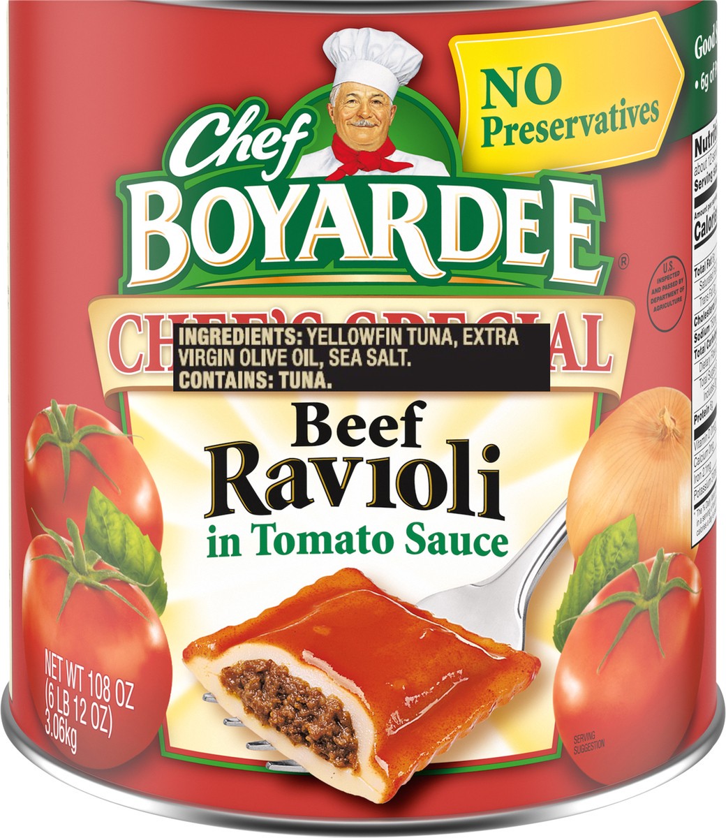 slide 4 of 7, Chef Boyardee Chef's Special Beef Ravioli In Tomato Sauce 108 oz, 108 oz