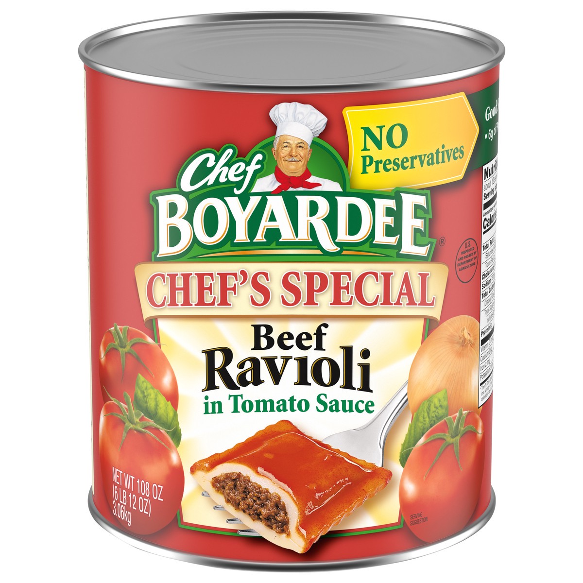 slide 3 of 7, Chef Boyardee Chef's Special Beef Ravioli In Tomato Sauce 108 oz, 108 oz