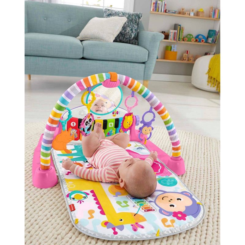 slide 3 of 6, Fisher-Price Deluxe Kick & Play Piano Gym Playmat - Pink, 1 ct