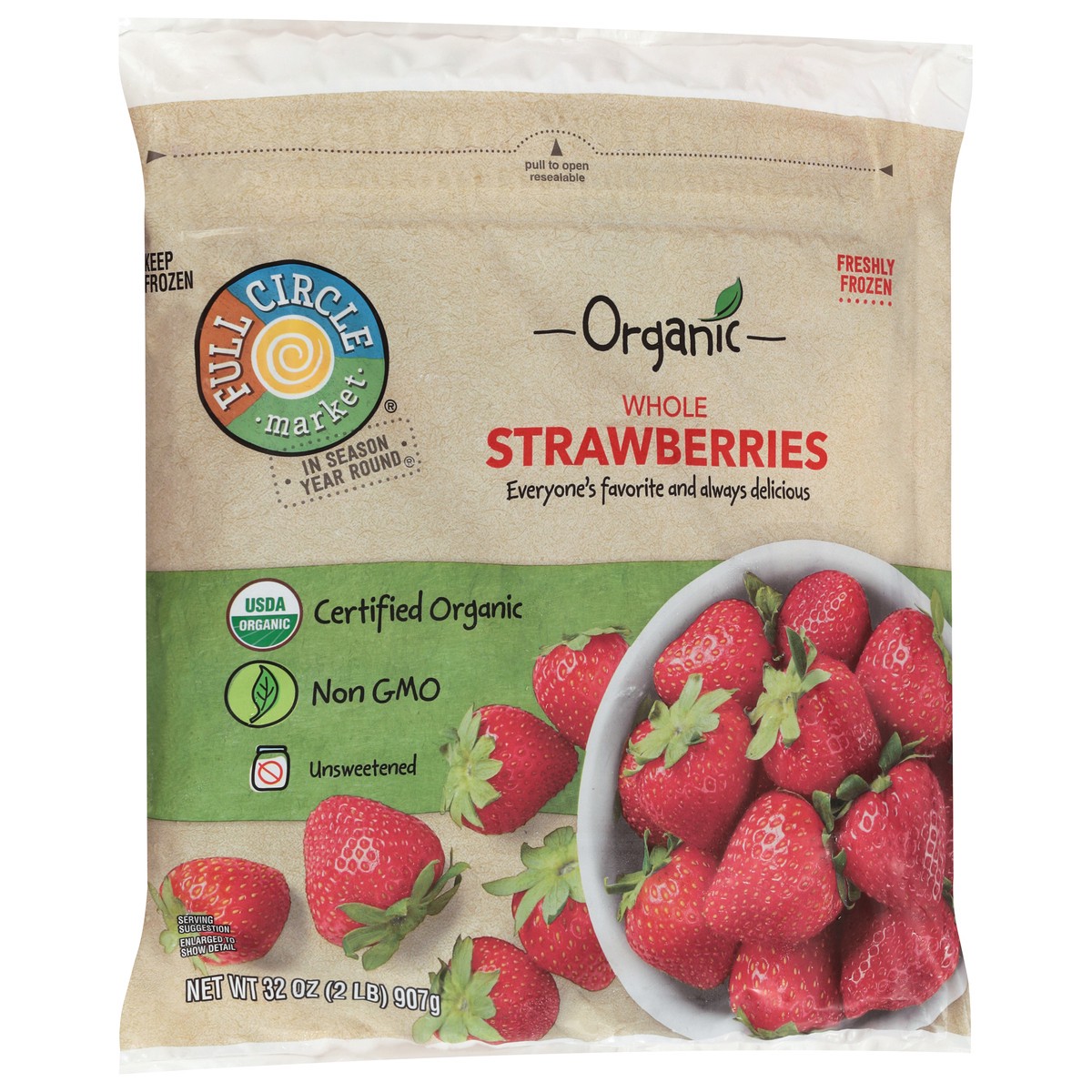 slide 3 of 9, Full Circle Market Organic Whole Strawberries 32 oz, 32 oz