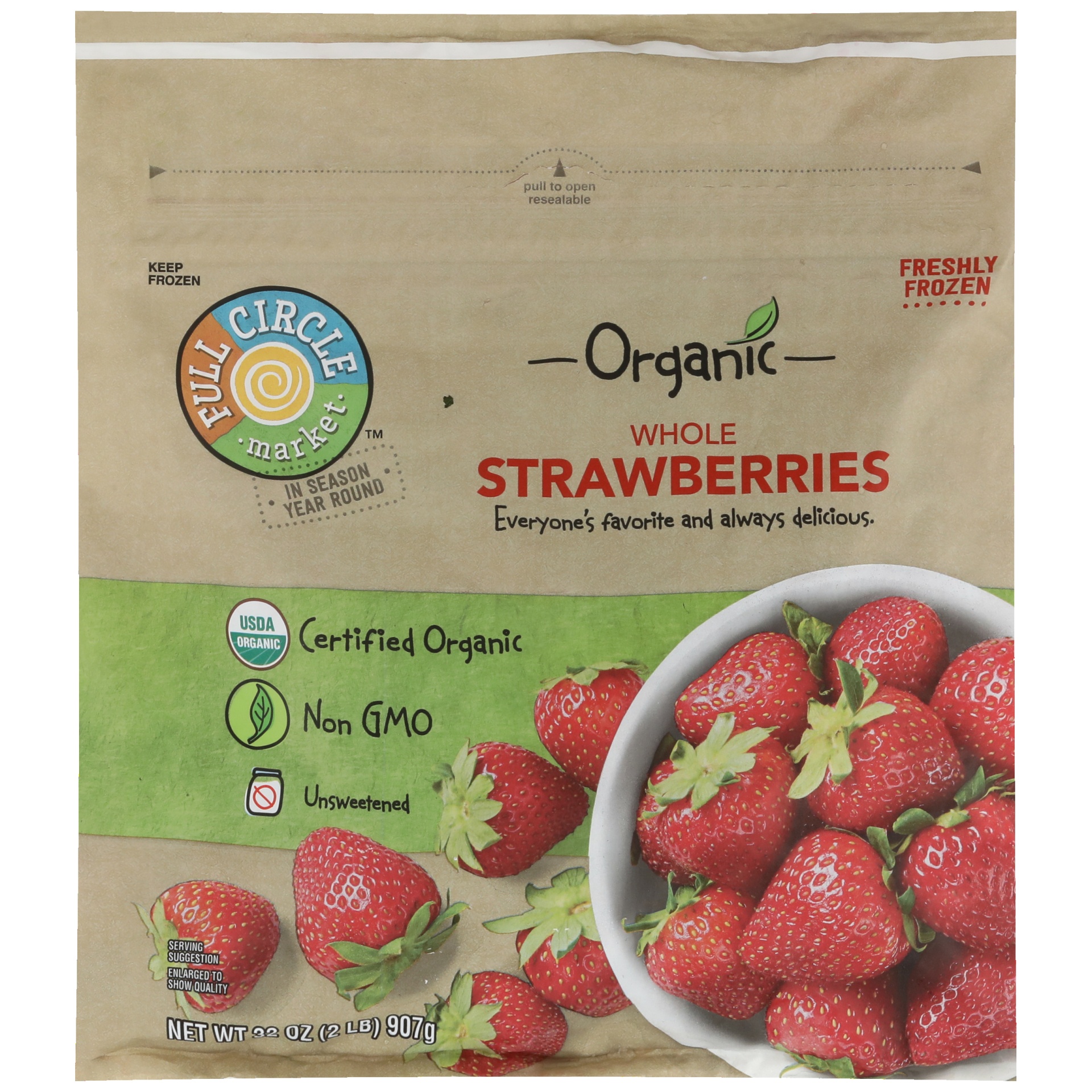slide 1 of 1, Full Circle Market Organic Whole Strawberries, 32 oz