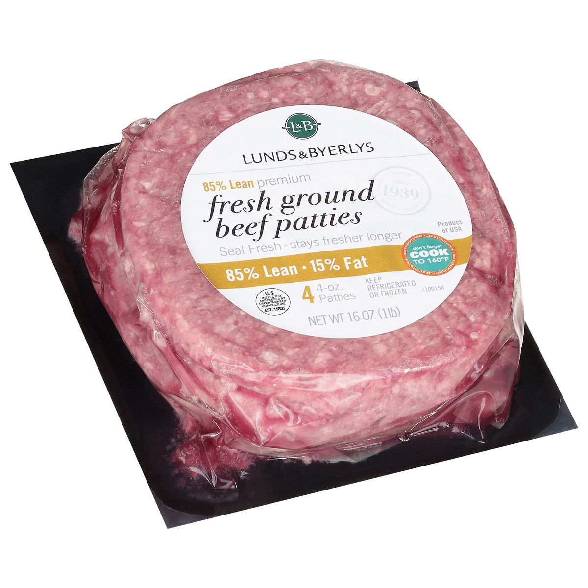 slide 9 of 9, L&B 85%/15% Premium Fresh Ground Beef Patties 4 - 4 oz Patties, 4 ct