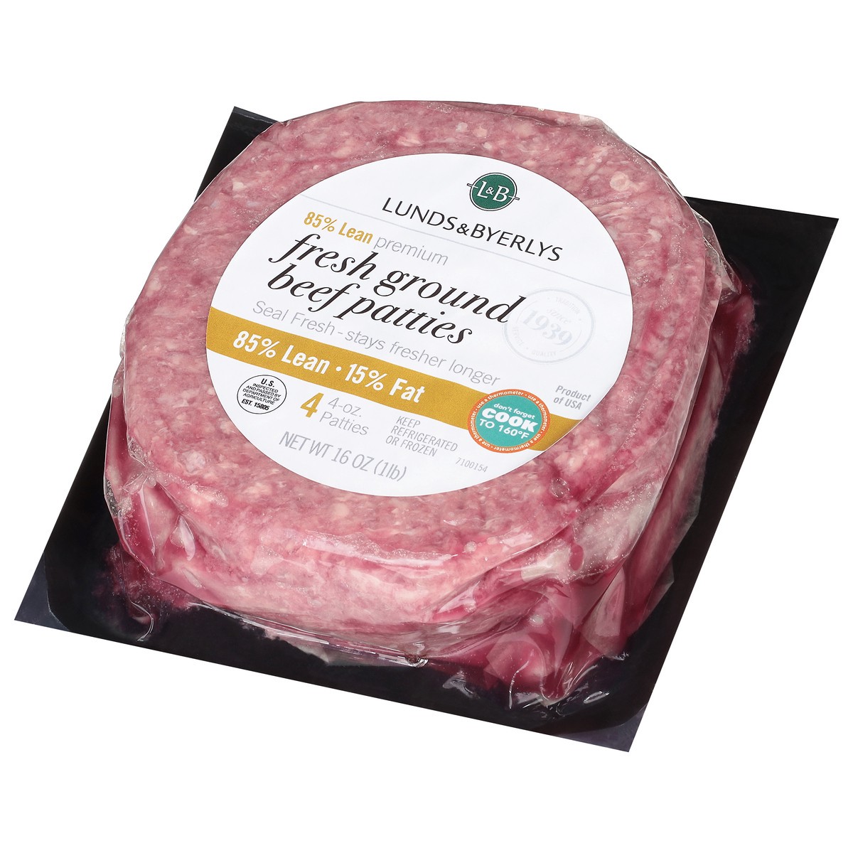 slide 3 of 9, L&B 85%/15% Premium Fresh Ground Beef Patties 4 - 4 oz Patties, 4 ct