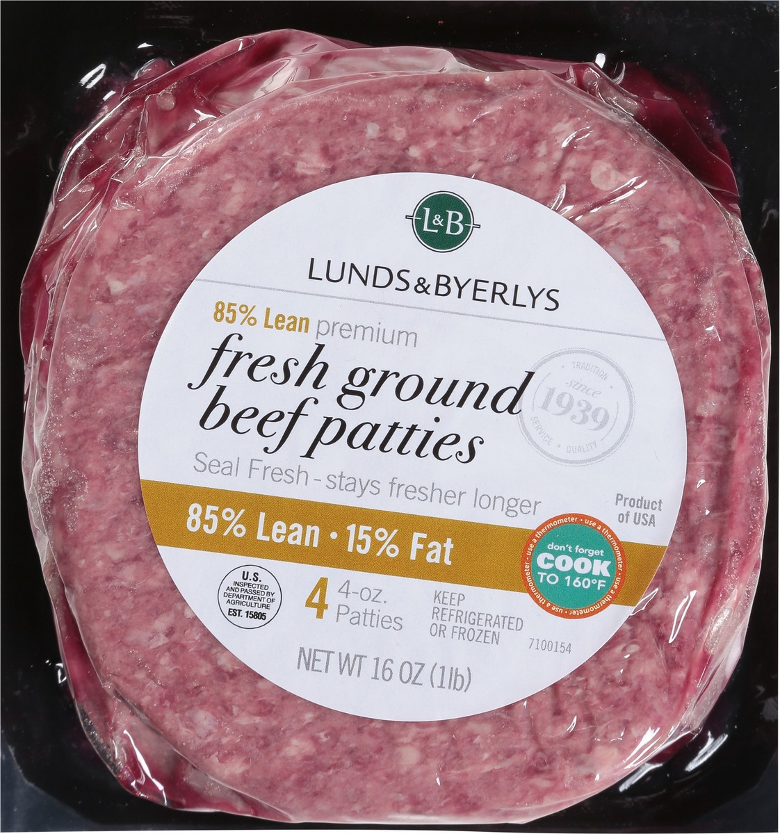 slide 6 of 9, L&B 85%/15% Premium Fresh Ground Beef Patties 4 - 4 oz Patties, 4 ct