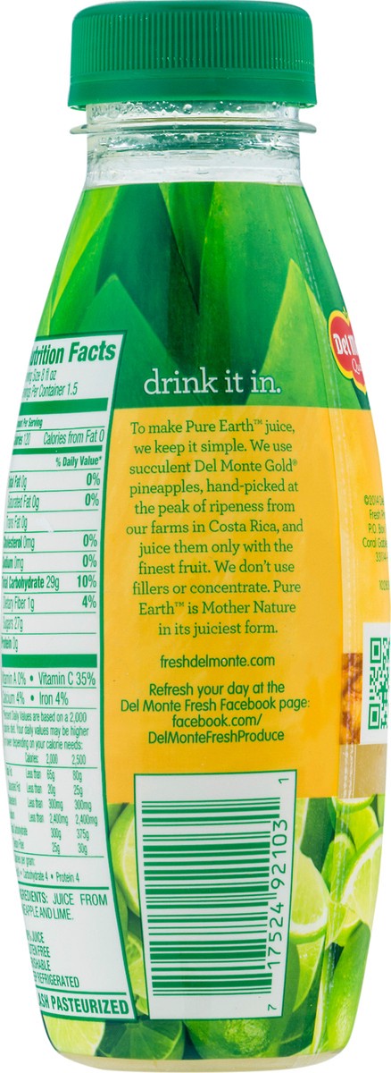 slide 6 of 12, Del Monte Pure Earth Pineapple Lime 100% Juice 12 fl oz, 12 fl oz