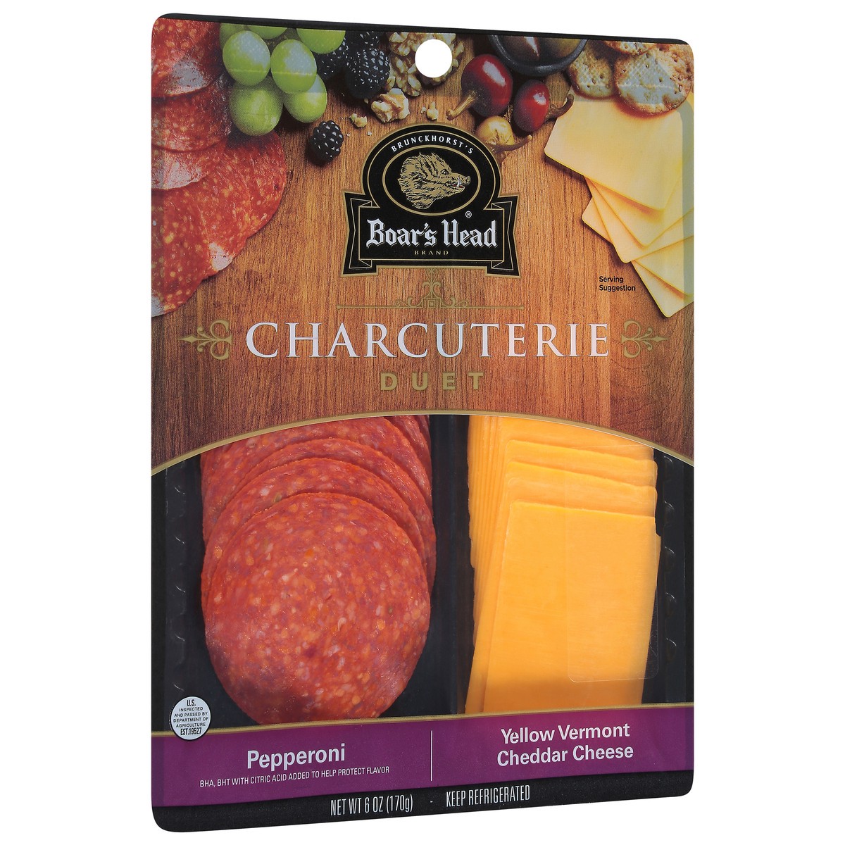 slide 9 of 9, Boar's Head Pepperoni & Yellow Vermont Cheddar Cheese Charcuterie Duet, 6 oz