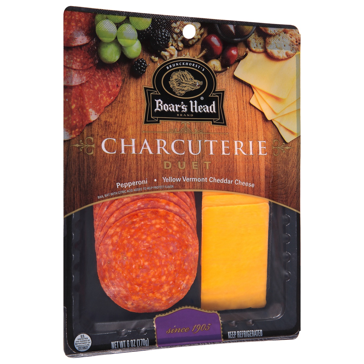 slide 2 of 11, Boar's Head Charcuterie, Duet, Pepperoni & Yellow Vermont Cheddar Cheese, 1 ct