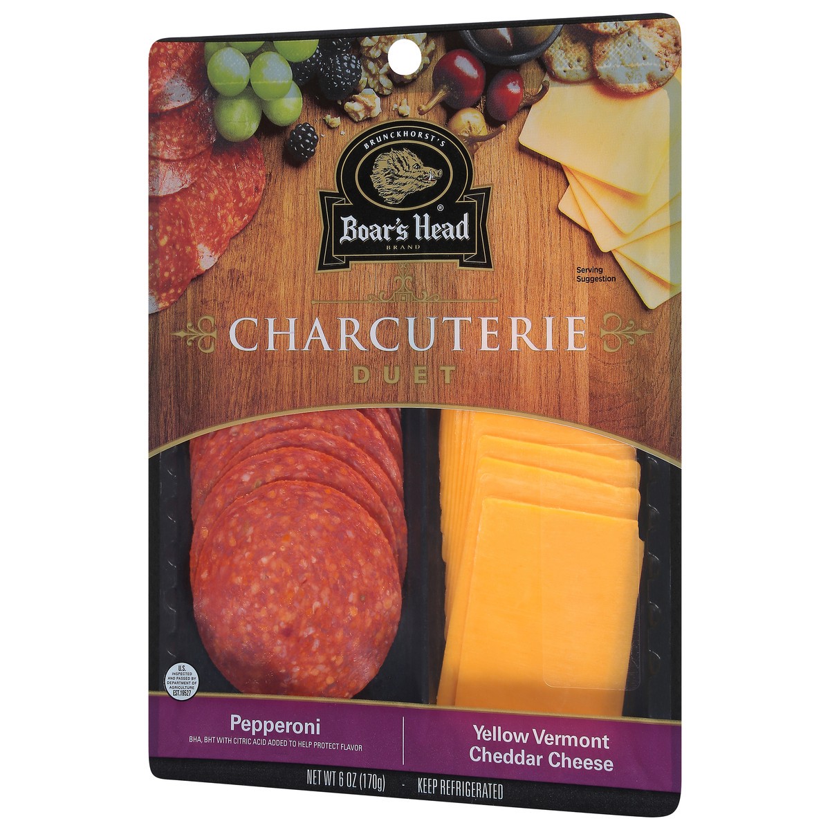 slide 2 of 9, Boar's Head Pepperoni & Yellow Vermont Cheddar Cheese Charcuterie Duet, 6 oz