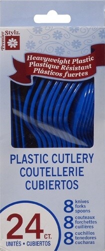 slide 1 of 1, Premier Stylz Royal Blue Assorted Plastic Cutlery, 24 ct