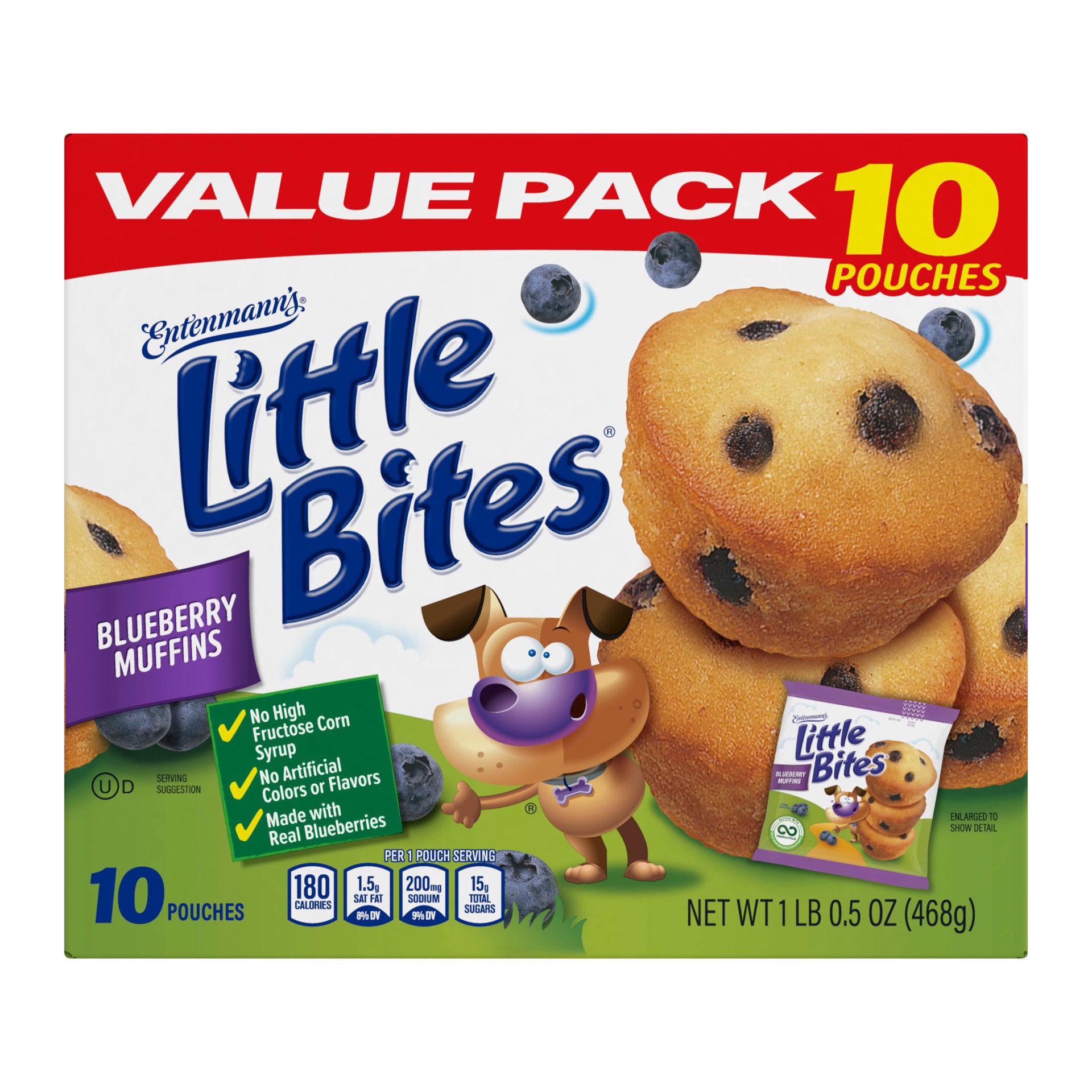 slide 4 of 8, Entenmann's Little Bites Blueberry (Value Pack) Mini Muffins, 10 packs, 16.5 oz, 10 ct