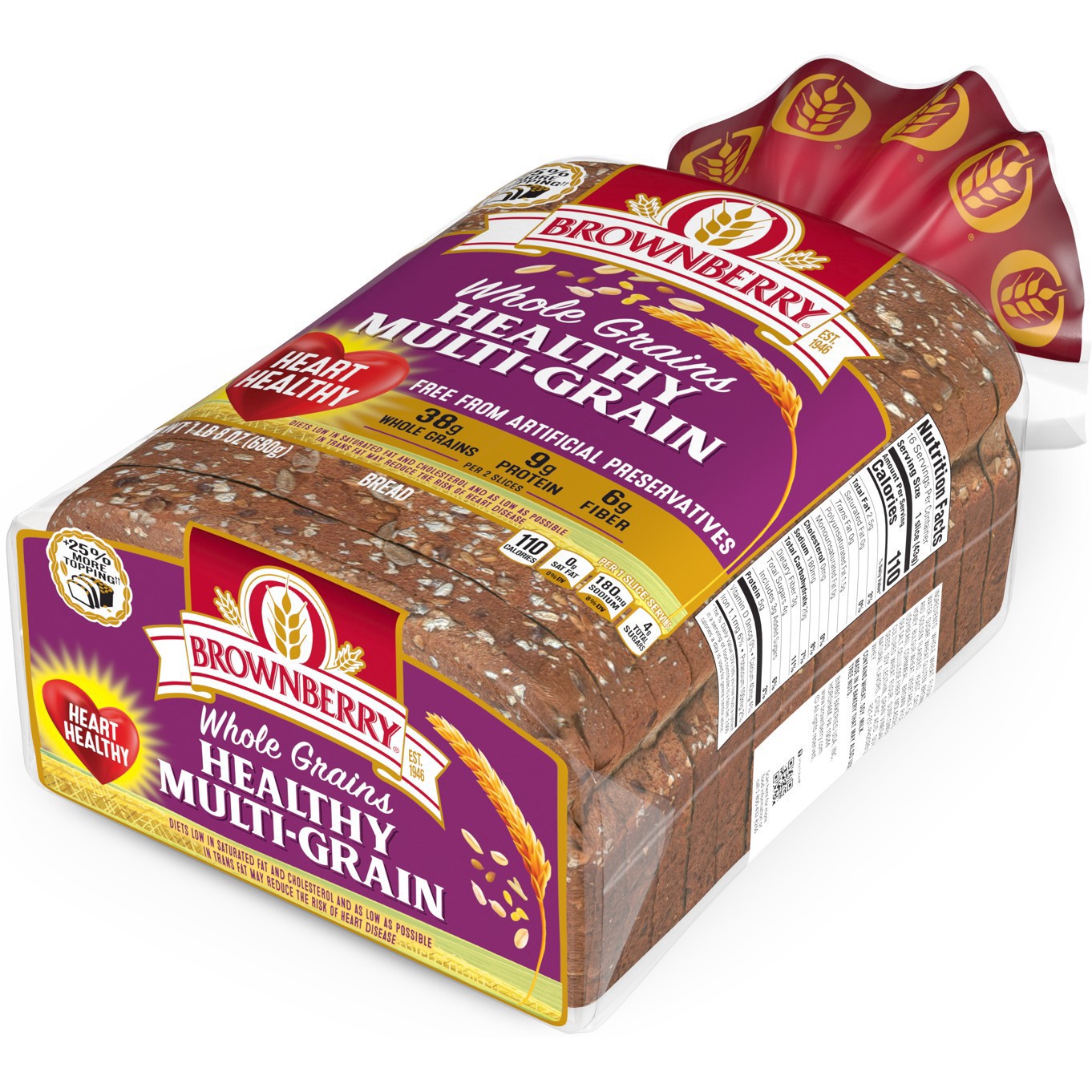 slide 8 of 30, Brownberry Whole Grains Healthy Multi-Grain Bread, 24 oz, 24 oz