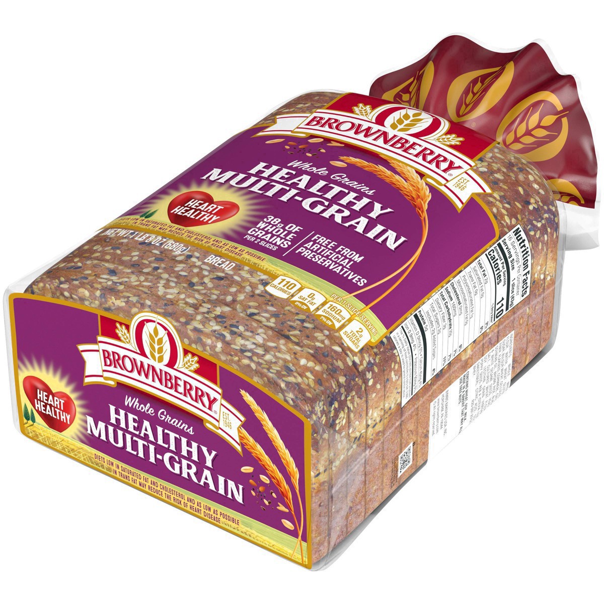 slide 3 of 30, Brownberry Whole Grains Healthy Multi-Grain Bread, 24 oz, 24 oz