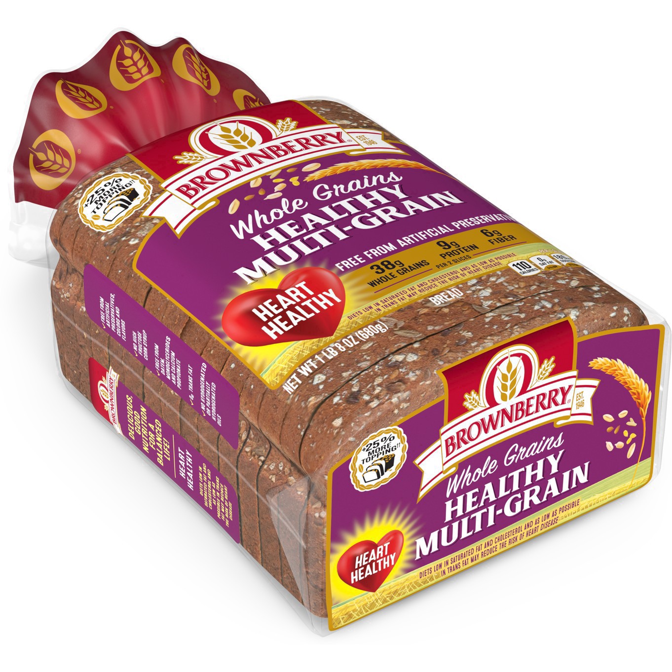 slide 4 of 30, Brownberry Whole Grains Healthy Multi-Grain Bread, 24 oz, 24 oz