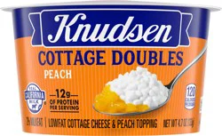Knudsen Cottage Doubles Low Fat Cottage Cheese & Peach Topping 2% Milkfat, 4.7 oz Cup