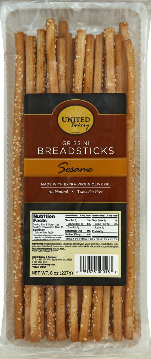 slide 1 of 5, United Bakery Breadsticks 8 oz, 8 oz