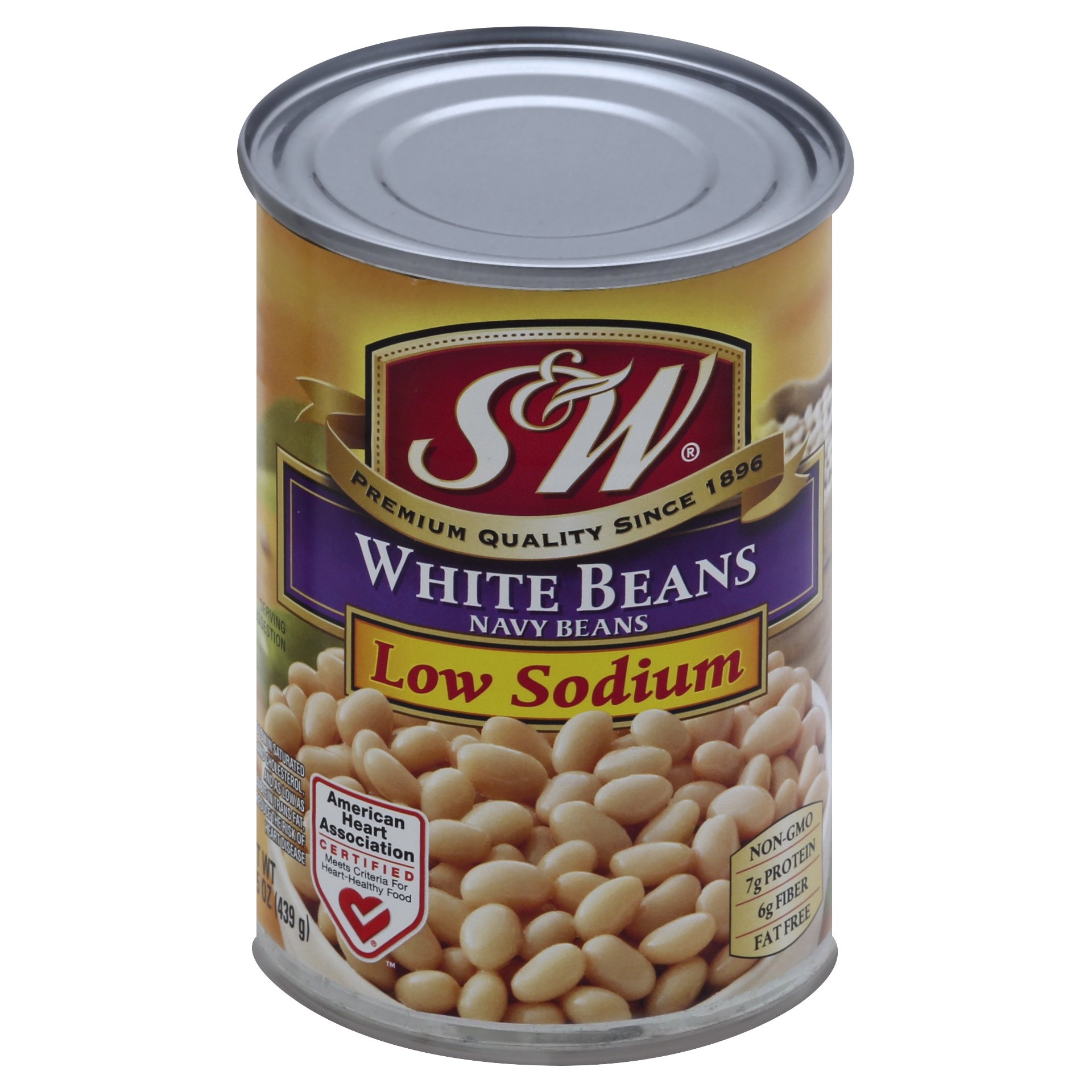 slide 1 of 8, S&W 50% Less Sodium White Beans, 15 oz