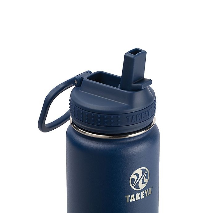slide 2 of 4, Takeya Actives Insulated Stainless Steel Water Bottle with Straw Lid - Midnight, 18 oz