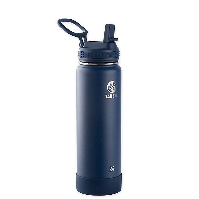 slide 1 of 4, Takeya Actives Insulated Stainless Steel Water Bottle with Straw Lid - Midnight, 18 oz